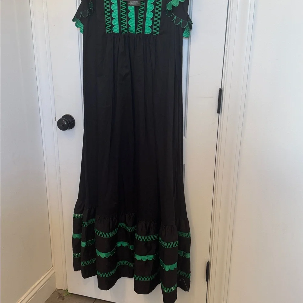 Cynthia Rowley Nairobi Kaftan Maxi Dress with Green Embroidery small - Picture 4 of 8